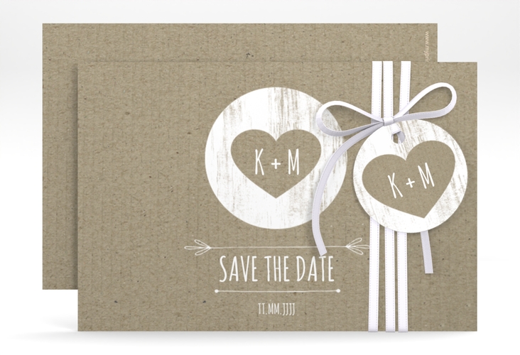 Save the Date-Karte Shabby A6 Karte quer Kraftpapier