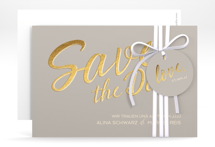 Save the Date-Karte Glam A6 Karte quer grau