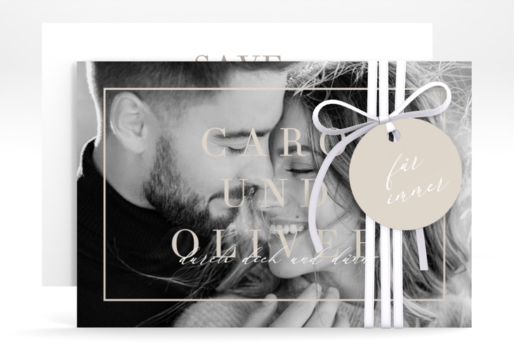 Save the Date-Karte Moment A6 Karte quer beige hochglanz