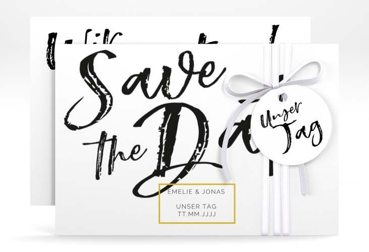 Save the Date-Karte Words A6 Karte quer weiss hochglanz