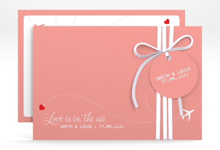 Save the Date-Karte Weddingpass A6 Karte quer rosa hochglanz