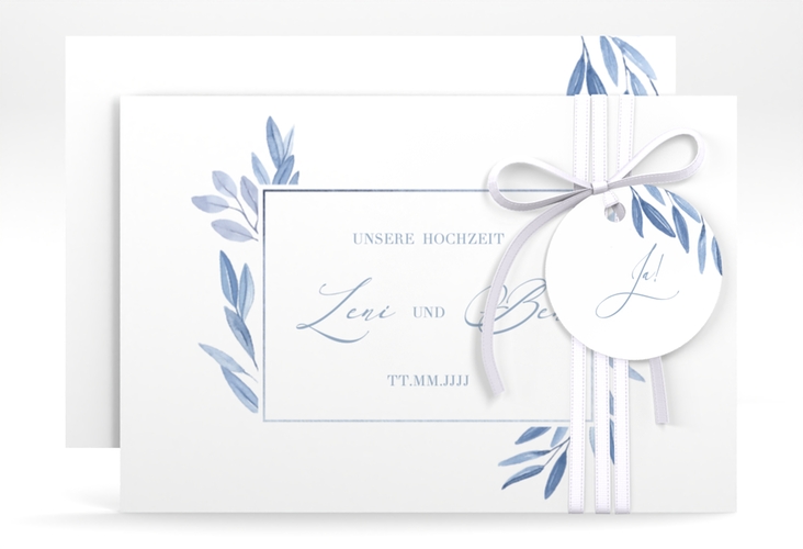 Save the Date-Karte Classicblue A6 Karte quer weiss