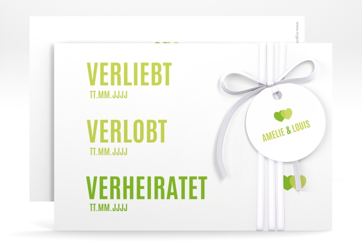 Save the Date-Karte Couple A6 Karte quer gruen hochglanz