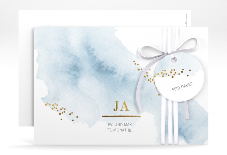 Save the Date-Karte Pastell A6 Karte quer blau