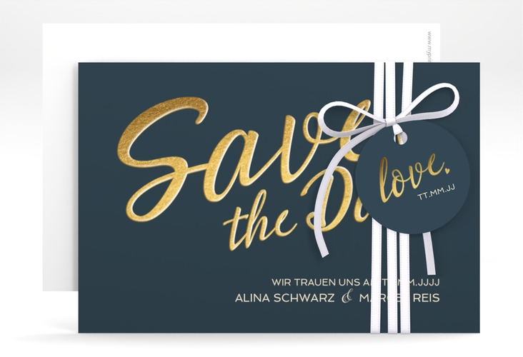 Save the Date-Karte Glam A6 Karte quer blau