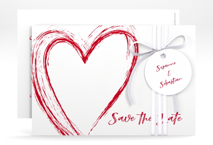 Save the Date-Karte Liebe A6 Karte quer rot hochglanz