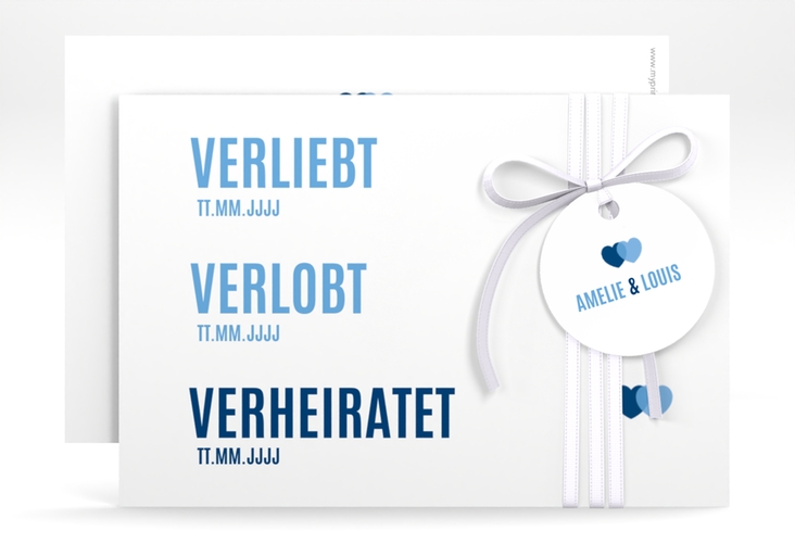 Save the Date-Karte Couple A6 Karte quer blau