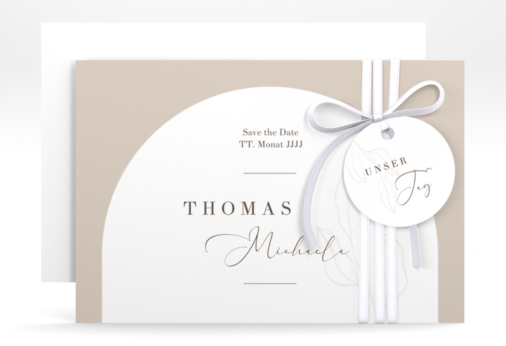 Save the Date-Karte Arched A6 Karte quer beige