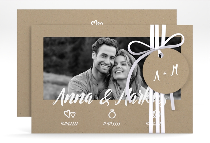 Save the Date-Karte Icons A6 Karte quer Kraftpapier