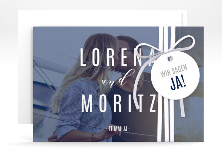 Save the Date-Karte Memory A6 Karte quer blau hochglanz