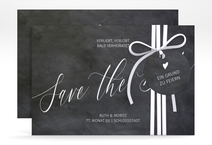 Save the Date-Karte Chalkboard A6 Karte quer mit Folienveredelung