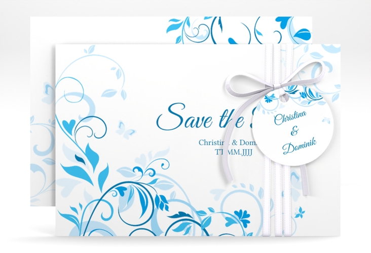 Save the Date-Karte Lilly A6 Karte quer blau