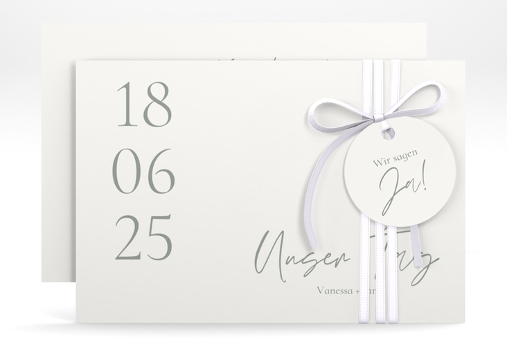 Save the Date-Karte Day A6 Karte quer weiss hochglanz mit Datum im minimalistischen Design