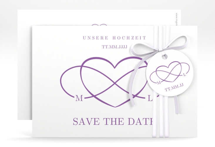 Save the Date-Karte Infinity A6 Karte quer lila hochglanz