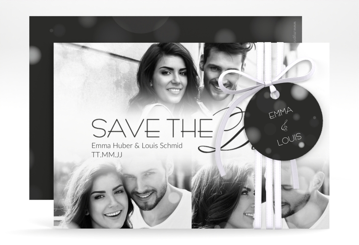 Save the Date-Karte Bokeh A6 Karte quer weiss hochglanz