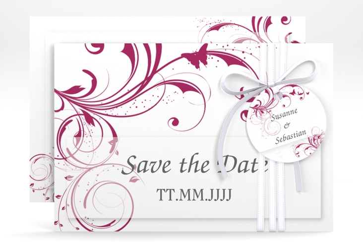 Save the Date-Karte Hochzeit Palma A6 Karte quer pink