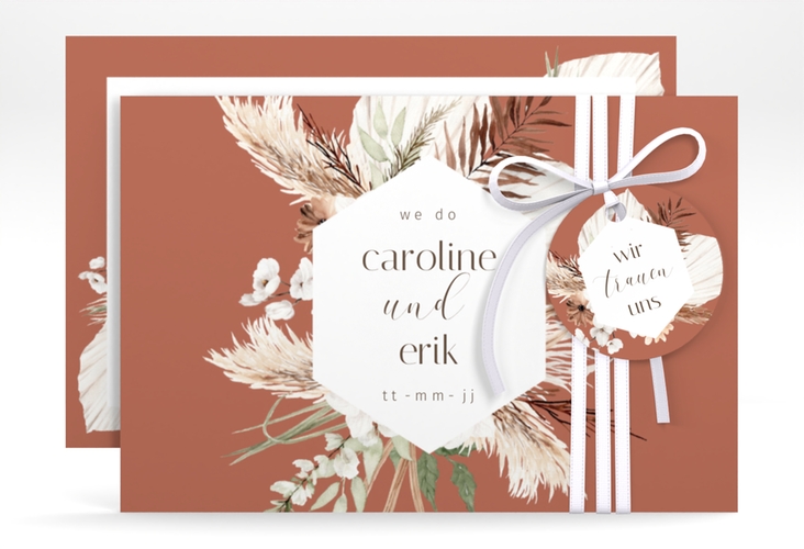 Save the Date-Karte Bohemian A6 Karte quer orange