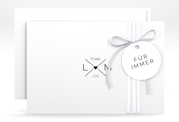 Save the Date-Karte Initials A6 Karte quer mit Initialen im minimalistischen Design