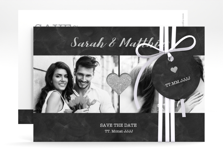 Save the Date-Karte Sparkly A6 Karte quer grau