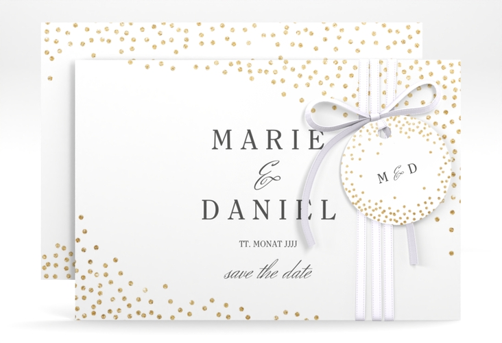 Save the Date-Karte Glitter A6 Karte quer weiss