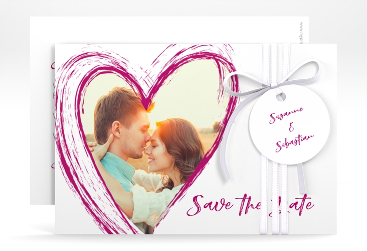 Save the Date-Karte Liebe A6 Karte quer pink