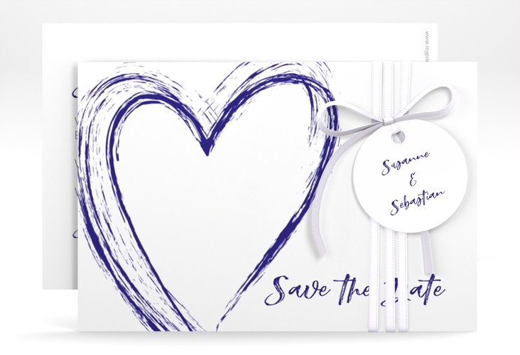 Save the Date-Karte Liebe A6 Karte quer blau