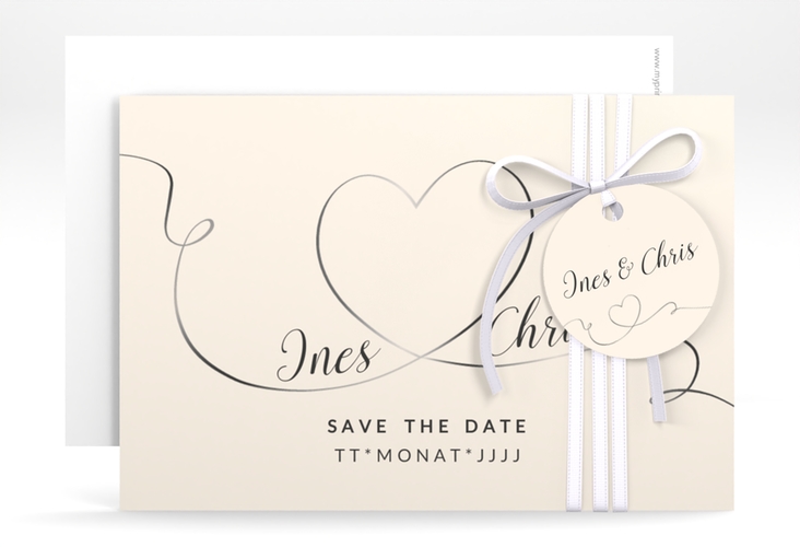 Save the Date-Karte Hochzeit Dolce A6 Karte quer beige