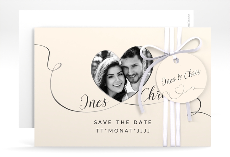 Save the Date-Karte Hochzeit Dolce A6 Karte quer beige