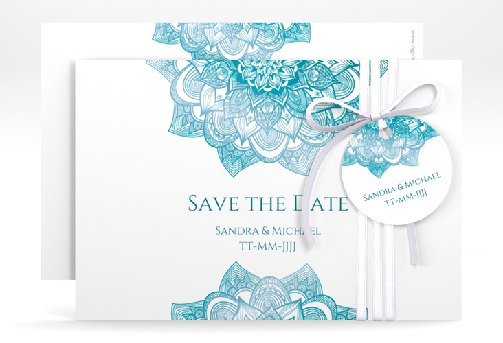 Save the Date-Karte Hochzeit Delight A6 Karte quer tuerkis