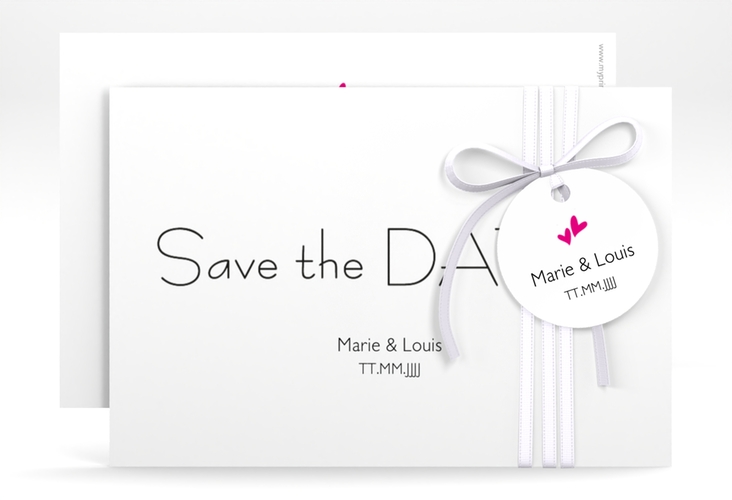 Save the Date-Karte Hochzeit Twohearts A6 Karte quer pink