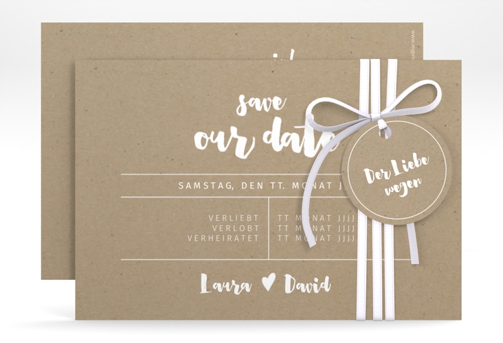 Save the Date-Karte Letterbox A6 Karte quer Kraftpapier