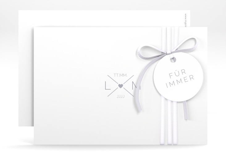 Save the Date-Karte Initials A6 Karte quer grau mit Initialen im minimalistischen Design