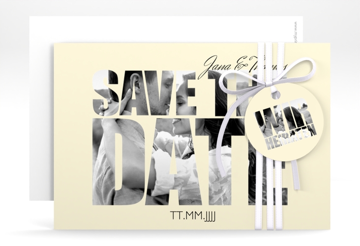 Save the Date-Karte Hochzeit Letters A6 Karte quer beige