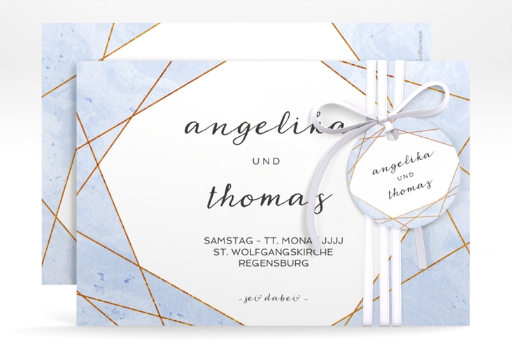 Save the Date-Karte Asymmetry A6 Karte quer blau