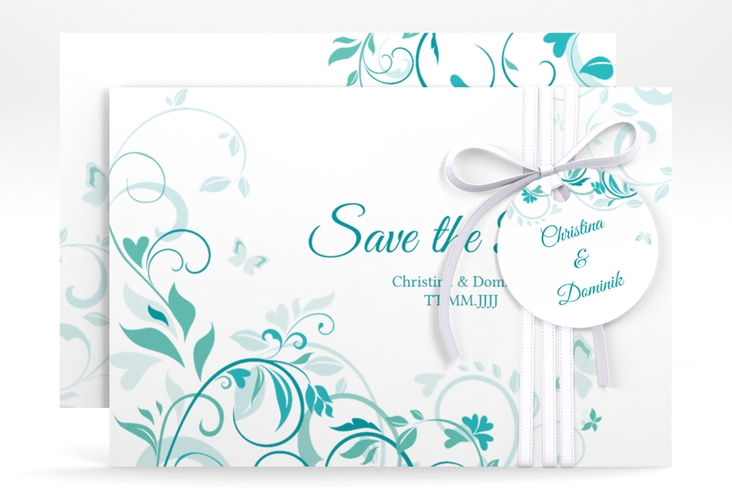 Save the Date-Karte Lilly A6 Karte quer tuerkis