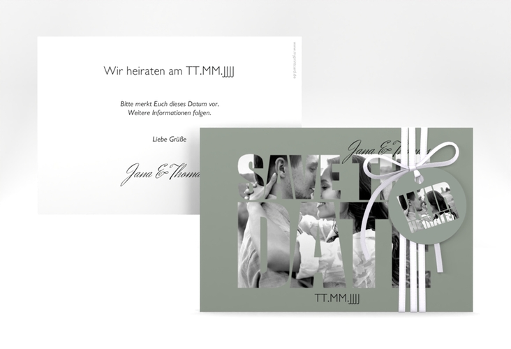 Save the Date-Karte Hochzeit Letters A6 Karte quer gruen