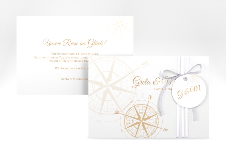 Save the Date-Karte Windrose A6 Karte quer beige