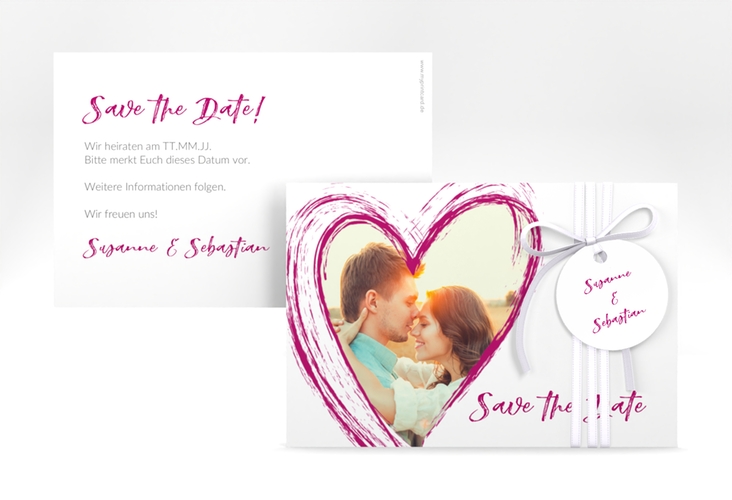 Save the Date-Karte Liebe A6 Karte quer pink