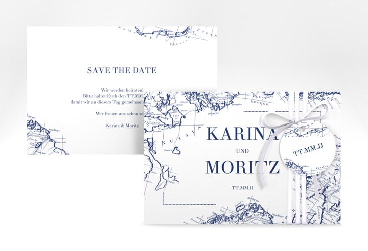 Save the Date-Karte Voyage A6 Karte quer blau