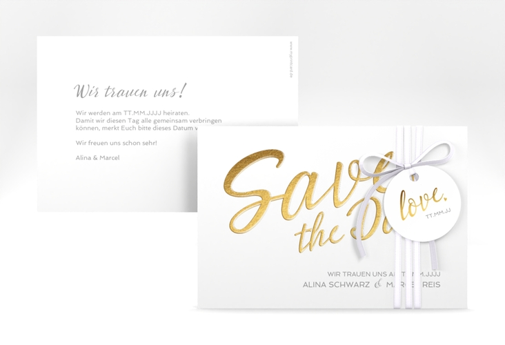 Save the Date-Karte Glam A6 Karte quer weiss