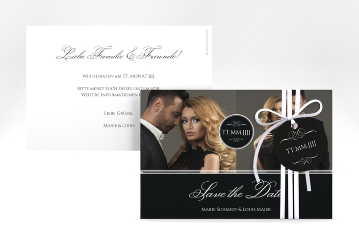 Save the Date-Karte Elegancy A6 Karte quer schwarz