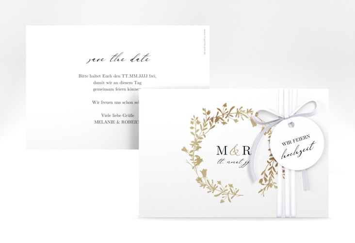 Save the Date-Karte Filigree A6 Karte quer weiss hochglanz