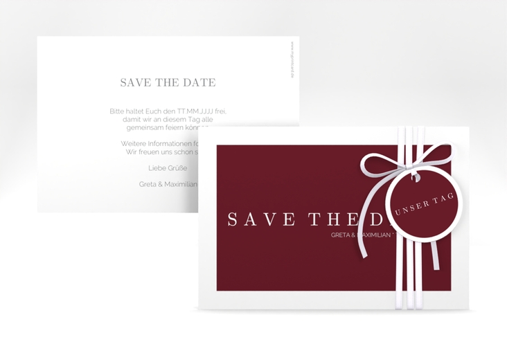 Save the Date-Karte Simply A6 Karte quer rot hochglanz