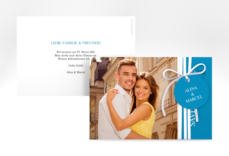 Save the Date-Karte Classic A6 Karte quer blau