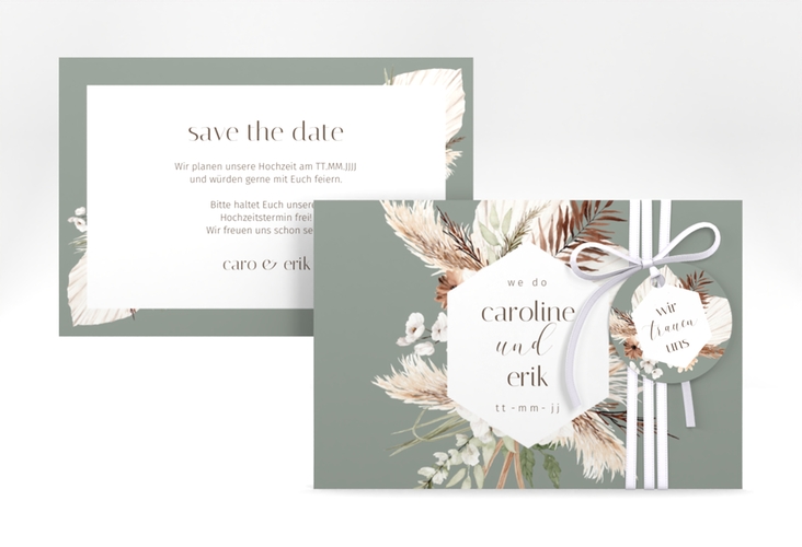 Save the Date-Karte Bohemian A6 Karte quer gruen