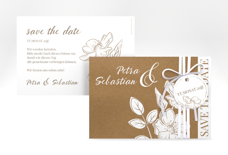 Save the Date-Karte Windflower A6 Karte quer hochglanz mit Wildrosen