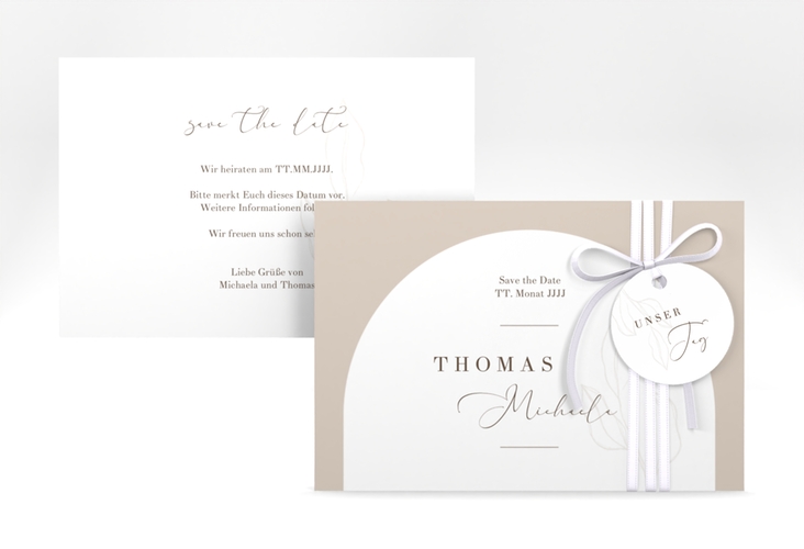 Save the Date-Karte Arched A6 Karte quer beige