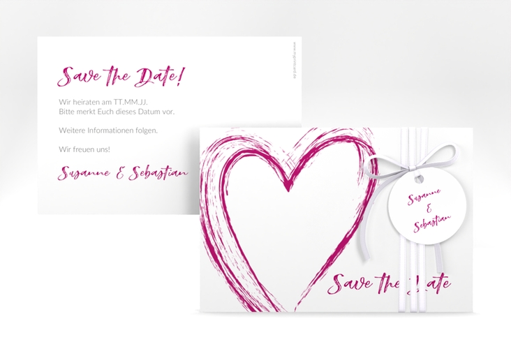 Save the Date-Karte Liebe A6 Karte quer pink