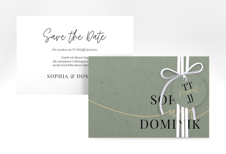 Save the Date-Karte Easy A6 Karte quer gruen im modernen minimalistischen Design