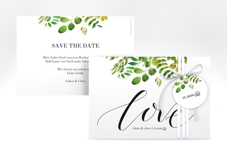 Save the Date-Karte Botany A6 Karte quer weiss